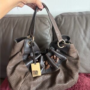 Furla Textured Chocolate and Dark Brown Shoulder Bag